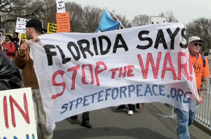 Thousands march on Pentagon, leading war profiteers, March 21, 2009, Washington DC. St Pete for Peace, The Refuge, Rise Up Tampa Bay