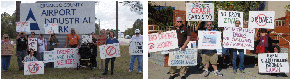 NatureCoast Coalition for Peace and Justice, St. Pete for Peace, Protestors say no to drones in Hernando County