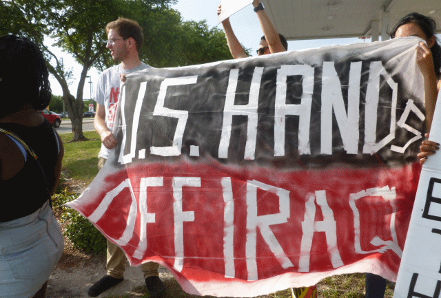 Iraq war 2014 protest.  Tampa. MacDill. St. Pete for Peace