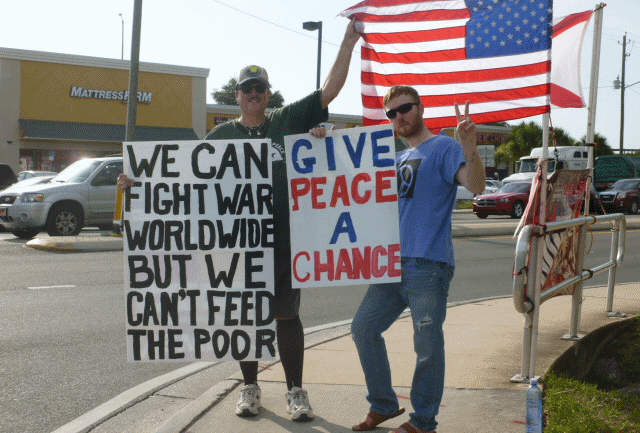 Iraq war 2014 protest.  Tampa. MacDill. St. Pete for Peace