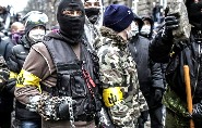 Patriot of Ukraine battalion during protest